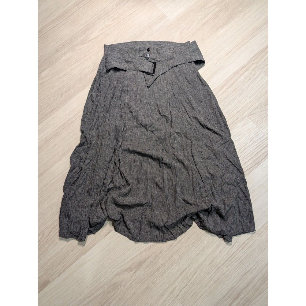 Vintage Componix Black Textured Belted Midi Skirt Size 10 80s 90s